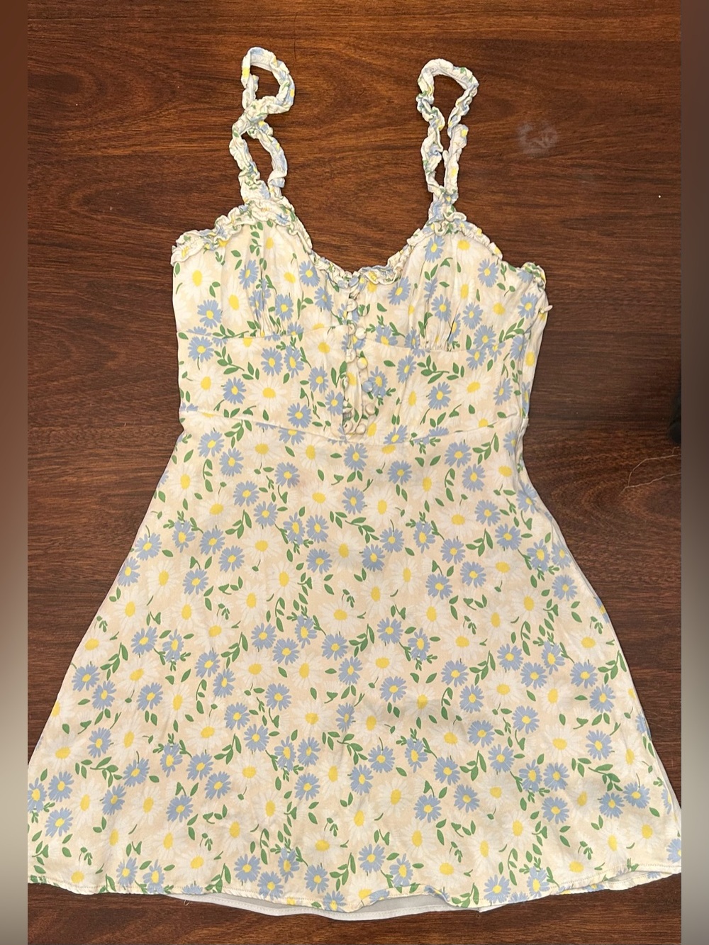 Zara White Sundress with Blue and Yellow Floral Print